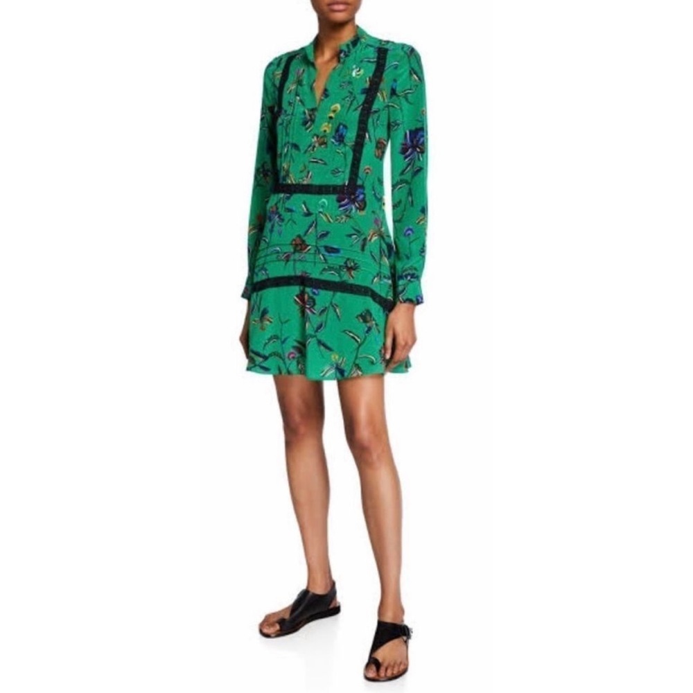 Size 4 Derek Lam 10 Crosby green silk dress EEUC
